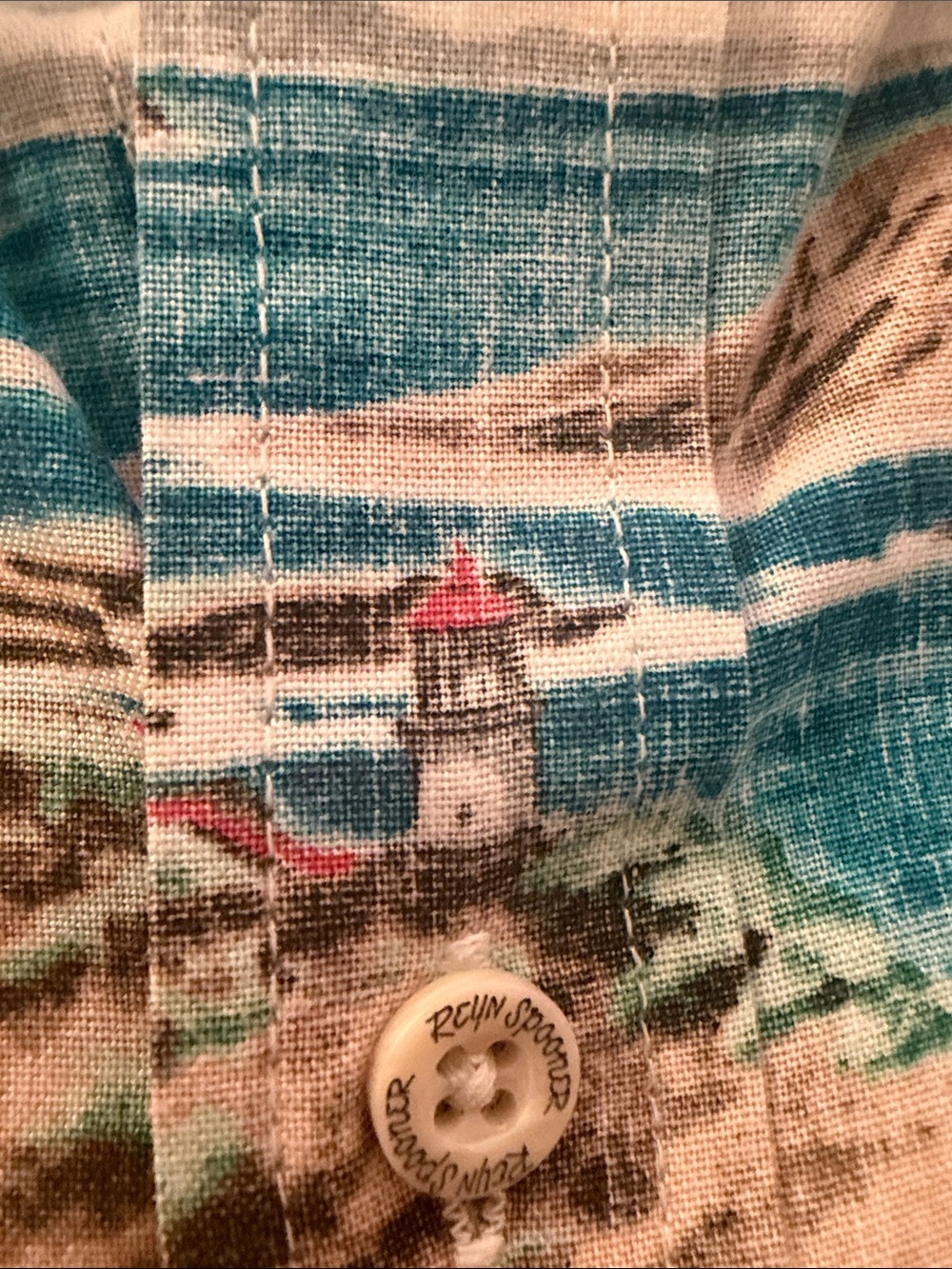 reyn spooner Tropical Island Print Button-Down Shirt - Blue/Green - Picture 3 of 7